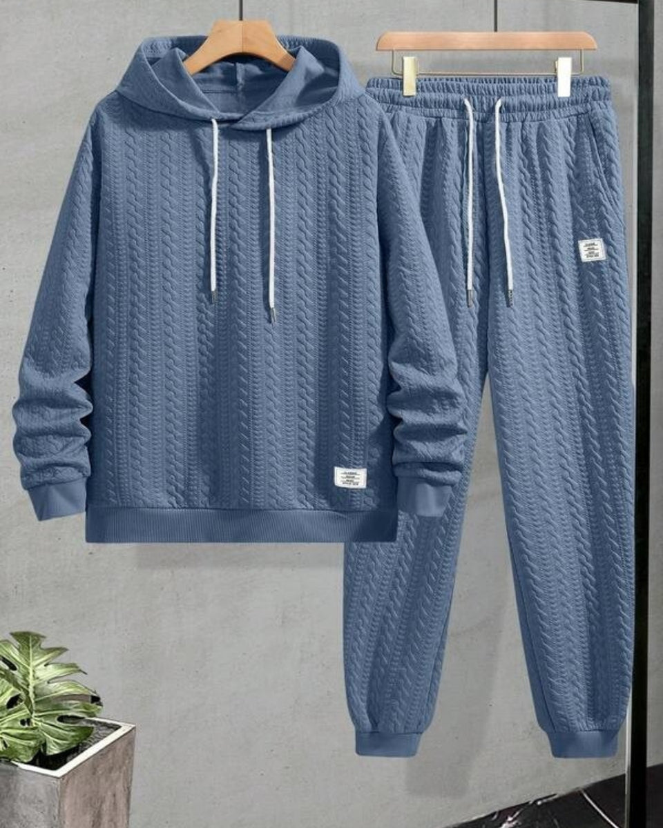 Conjunto Moletom Com Capuz e Calça Texturizada Com Punho