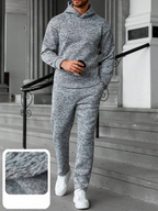 Conjunto Moletom Com Capuz Texturizado e Calça Com Punho