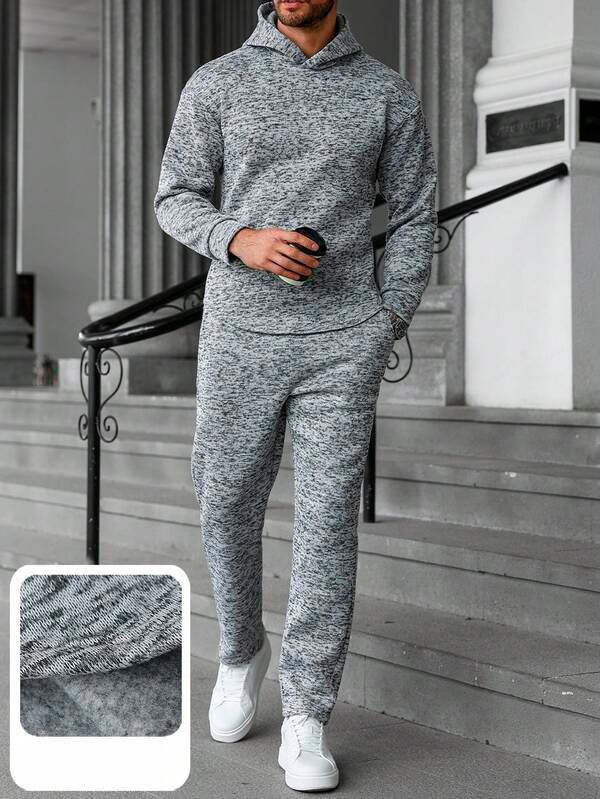 Conjunto Moletom Com Capuz Texturizado e Calça Com Punho