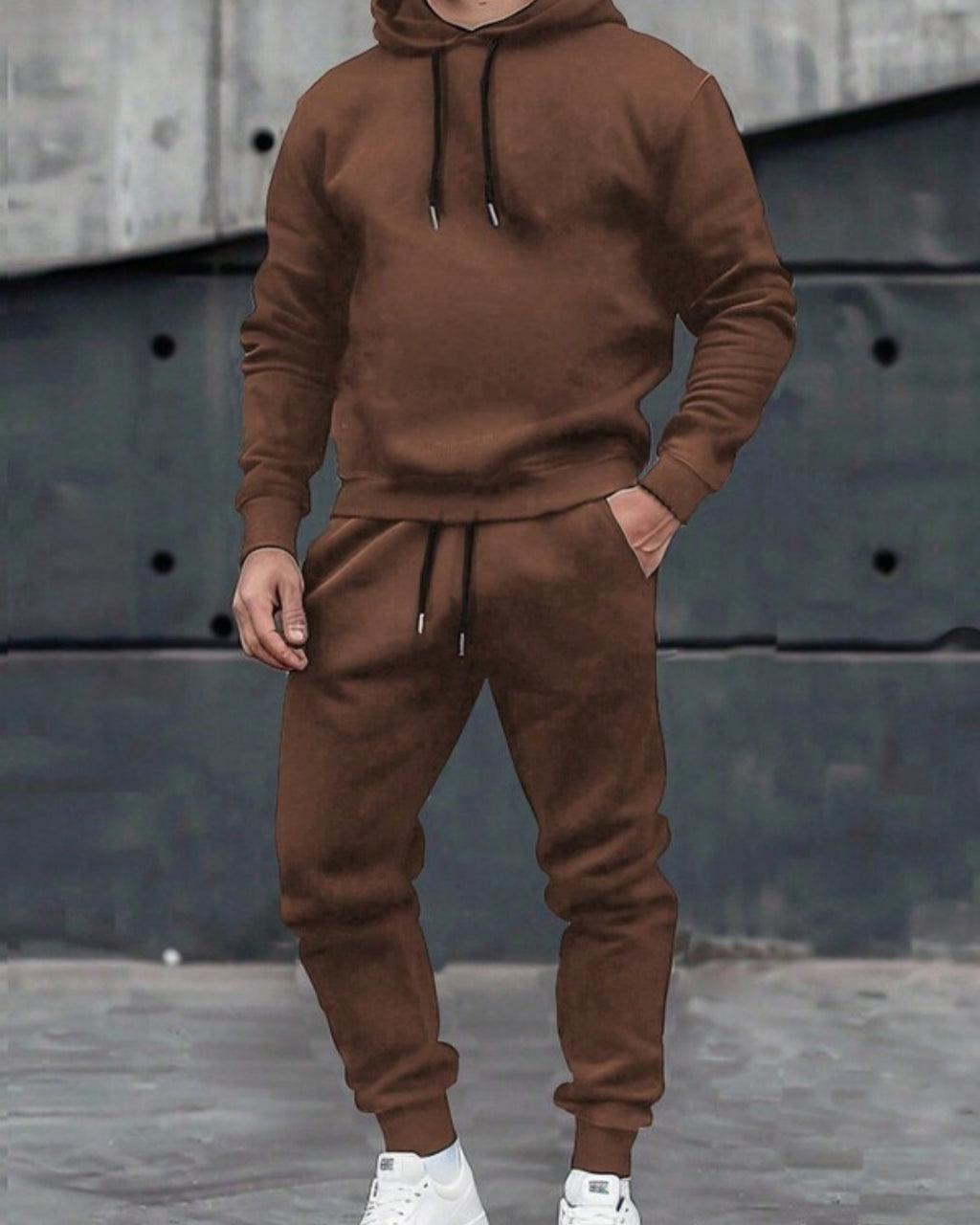 Conjunto Moletom Com Capuz e Calça Com Cordão