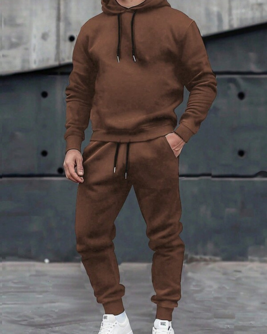 Conjunto Moletom Com Capuz e Calça Com Cordão