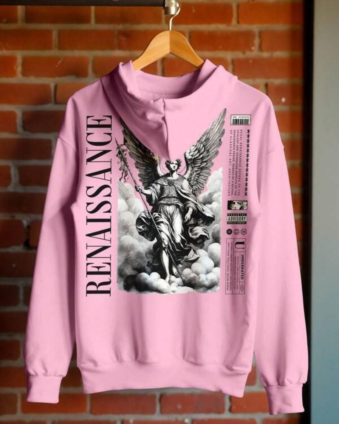 Moletom Com Capuz Estampa Angelical Costas Lettering Vertical