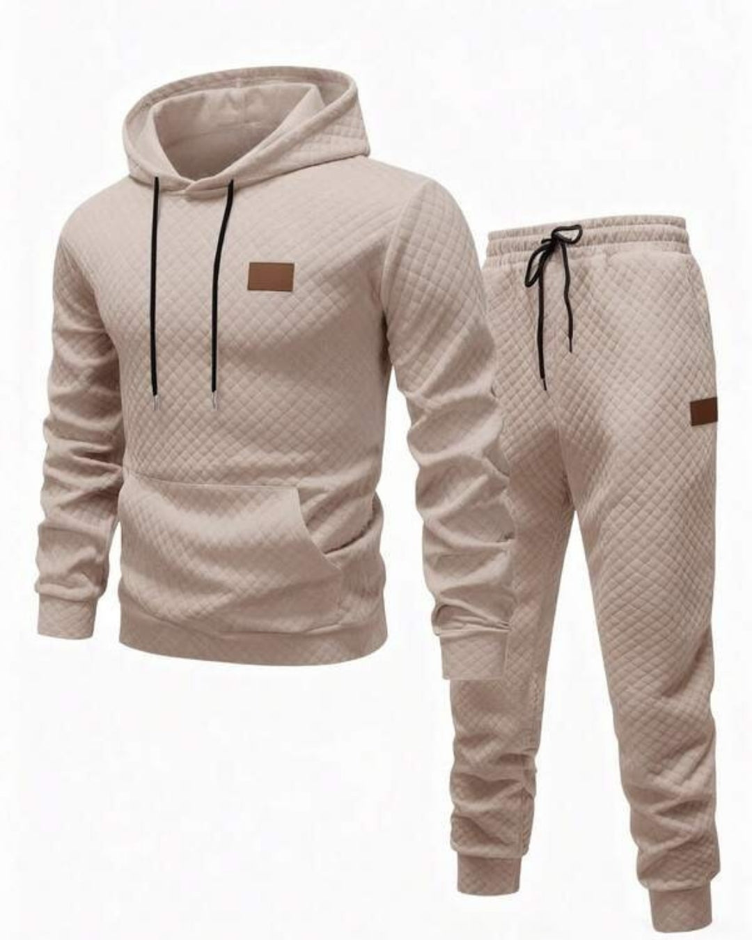 Conjunto Moletom Texturizado e Calça Com Cordão