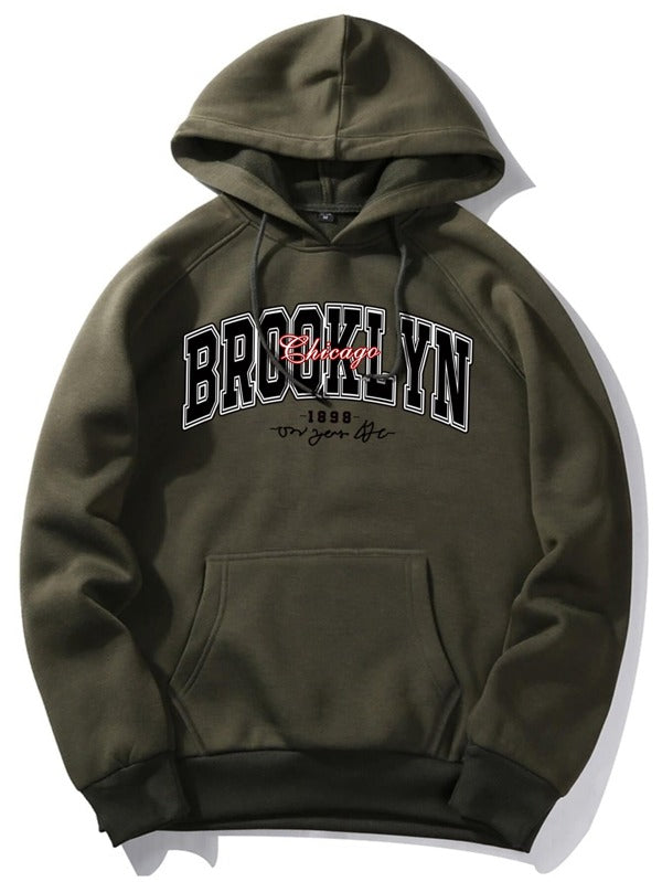 Moletom Com Capuz Bolso Canguru Lettering Universitário