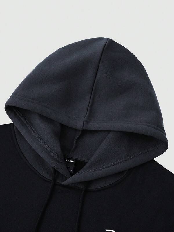 Moletom Com Capuz Bolso Canguru Com Recortes Casual