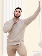 Suéter Tricot Canelado Gola Redonda Com Ribana Ajustado