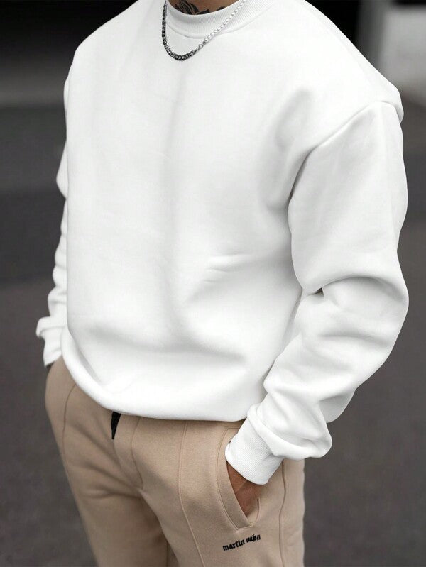 Suéter Gola Redonda Com Ribana Oversized Minimalista Casual Fit