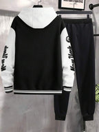 Conjunto Com Capuz Jaqueta Botões Calça Jogger Com Cordão