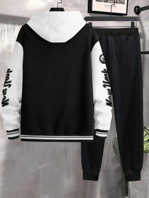 Conjunto Com Capuz Jaqueta Botões Calça Jogger Com Cordão