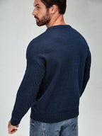 Suéter Tricot Trançado Texturizado Gola Redonda Com Ribana