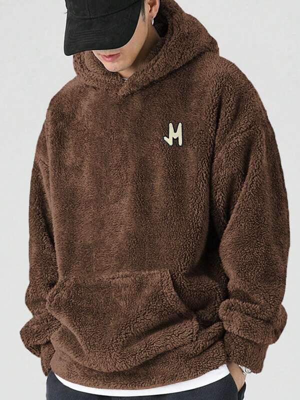 Moletom Com Capuz Felpudo Bolso Canguru Patch Frontal Casual