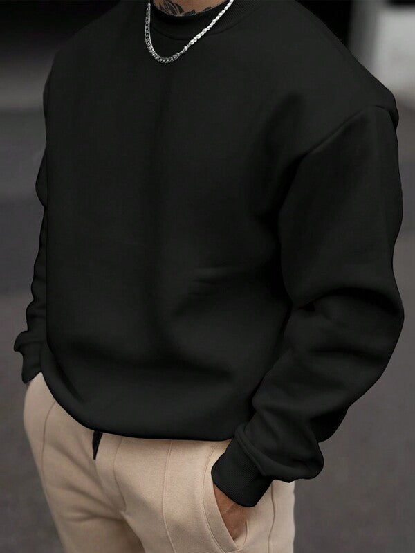 Suéter Gola Redonda Com Ribana Oversized Minimalista Casual Fit