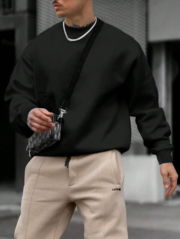 Suéter Gola Redonda Com Ribana Oversized Minimalista Casual Fit