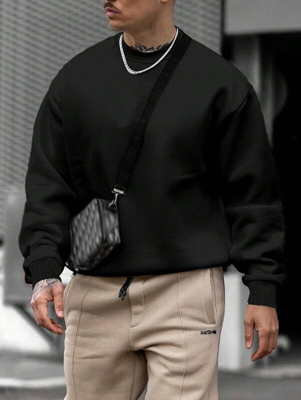 Suéter Gola Redonda Com Ribana Oversized Minimalista Casual Fit