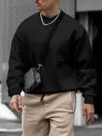 Suéter Gola Redonda Com Ribana Oversized Minimalista Casual Fit