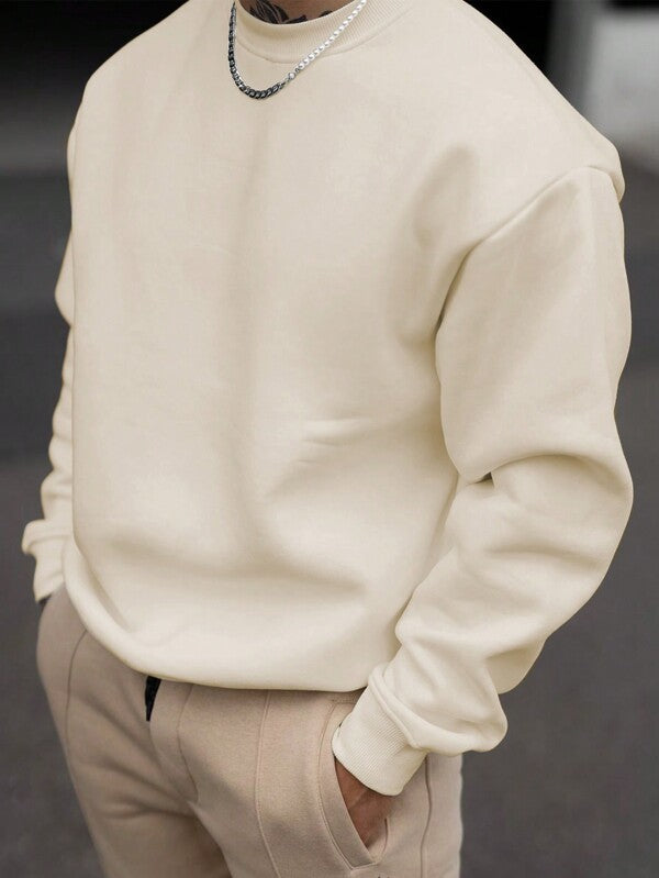 Suéter Gola Redonda Com Ribana Oversized Minimalista Casual Fit