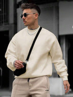Suéter Gola Redonda Com Ribana Oversized Minimalista Casual Fit