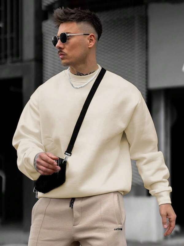 Suéter Gola Redonda Com Ribana Oversized Minimalista Casual Fit