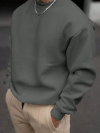 Suéter Gola Redonda Com Ribana Oversized Minimalista Casual Fit