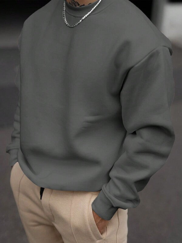 Suéter Gola Redonda Com Ribana Oversized Minimalista Casual Fit