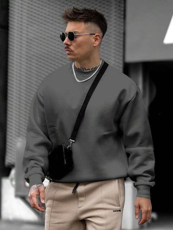 Suéter Gola Redonda Com Ribana Oversized Minimalista Casual Fit