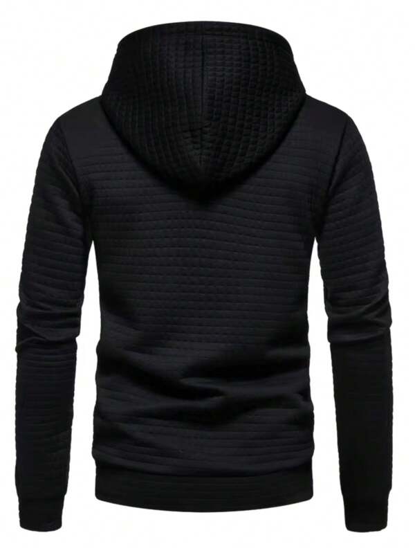 Moletom Com Capuz Texturizado Com Cordão Casual Minimalista
