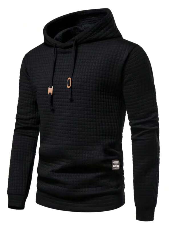 Moletom Com Capuz Texturizado Com Cordão Casual Minimalista