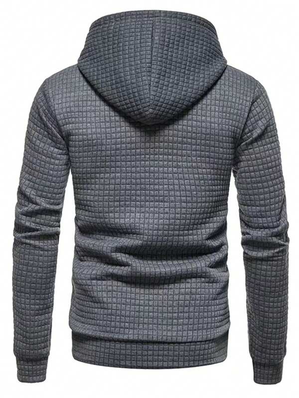Moletom Com Capuz Texturizado Com Cordão Casual Minimalista