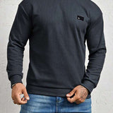 Suéter Gola Redonda Texturizado Com Patch Minimalista Regular