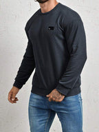 Suéter Gola Redonda Texturizado Com Patch Minimalista Regular