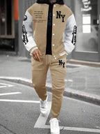 Conjunto Com Capuz Jaqueta Botões Calça Jogger Com Cordão