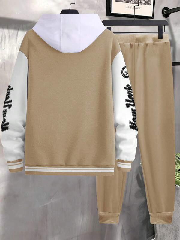 Conjunto Com Capuz Jaqueta Botões Calça Jogger Com Cordão