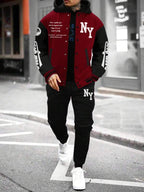Conjunto Com Capuz Jaqueta Botões Calça Jogger Com Cordão