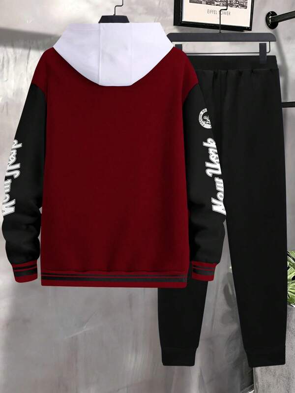 Conjunto Com Capuz Jaqueta Botões Calça Jogger Com Cordão