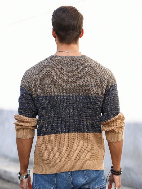 Suéter Tricot Texturizado Gola Redonda Com Ribana Casual