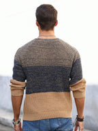 Suéter Tricot Texturizado Gola Redonda Com Ribana Casual