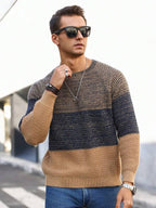 Suéter Tricot Texturizado Gola Redonda Com Ribana Casual