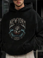 Moletom Com Capuz Estampa New York Frontal Bolso Canguru Ribana