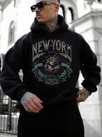 Moletom Com Capuz Estampa New York Frontal Bolso Canguru Ribana