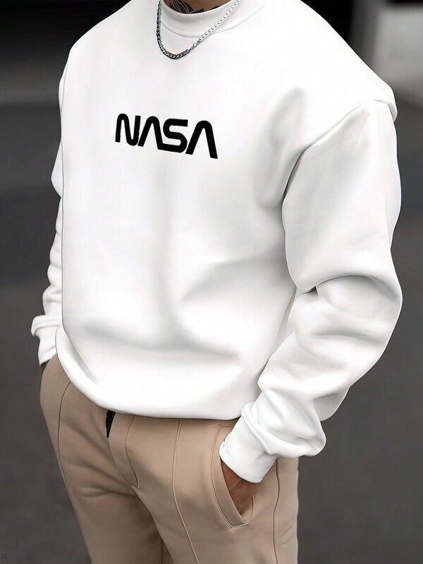 Suéter Gola Alta Estampa Lettering Com Ribana Oversized Casual