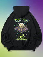 Moletom Com Capuz Estampa Nave Espacial Costas Lettering