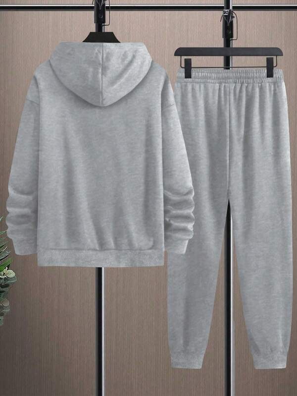 Conjunto Moletom Com Capuz Lettering e Calça Com Cordão