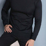 Suéter Tricot Gola Redonda Com Ribana Minimalista Regular Fit