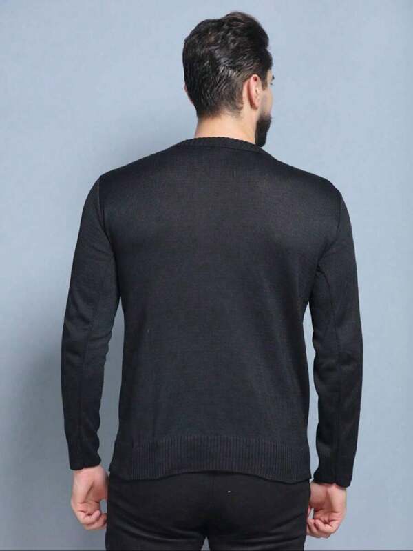 Suéter Tricot Gola Redonda Com Ribana Minimalista Regular Fit