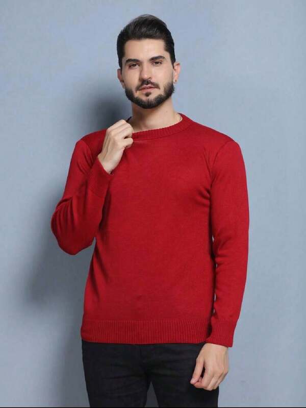 Suéter Tricot Gola Redonda Com Ribana Minimalista Regular Fit