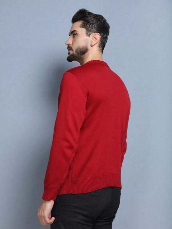 Suéter Tricot Gola Redonda Com Ribana Minimalista Regular Fit