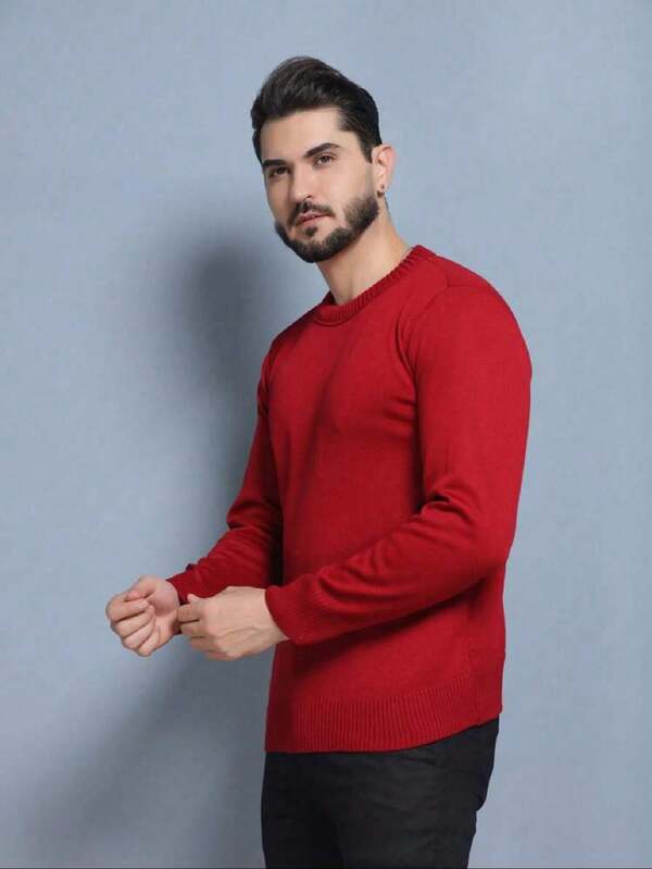 Suéter Tricot Gola Redonda Com Ribana Minimalista Regular Fit