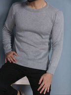 Suéter Tricot Gola Redonda Com Ribana Minimalista Regular Fit