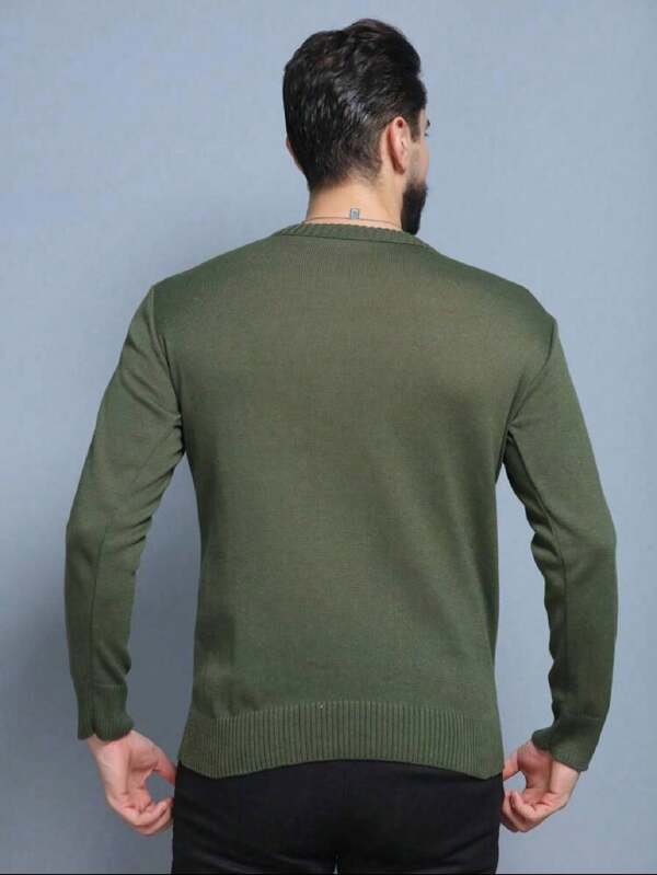 Suéter Tricot Gola Redonda Com Ribana Minimalista Regular Fit