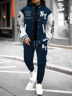 Conjunto Com Capuz Jaqueta Botões Calça Jogger Com Cordão
